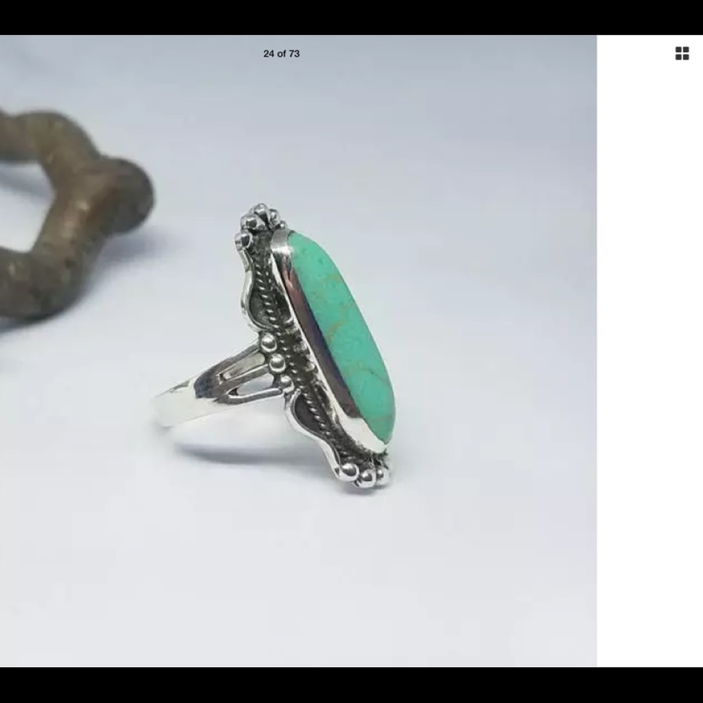Vintage 925 Sterling Silver Turquoise Ring Jewelry - Picture 3 of 8